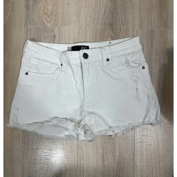Kut From the Kloth Shorts Womens 6 Gidget Fray Cut Offs Denim White 3” Inseam - Picture 2 of 11